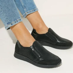 Baskets En Sneakers|Schoenen<Blancheporte Sneakers met rits voor gevoelige voeten in rekbare stof zwart