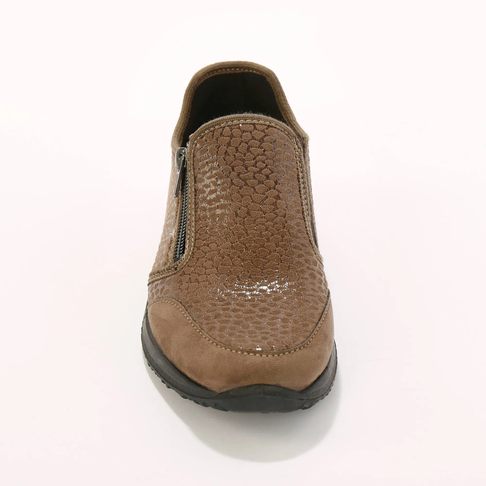 Baskets En Sneakers|Schoenen<Blancheporte Sneakers met rits voor gevoelige voeten in rekbare stof taupe