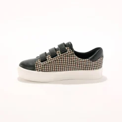 Feestelijke Schoenen|Baskets En Sneakers<Blancheporte Sneakers met scratchsluiting in 2 materialen - geruit zwart