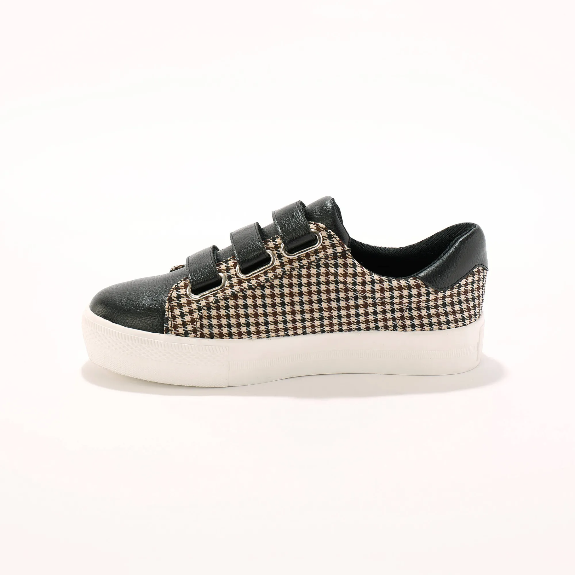 Feestelijke Schoenen|Baskets En Sneakers<Blancheporte Sneakers met scratchsluiting in 2 materialen - geruit zwart