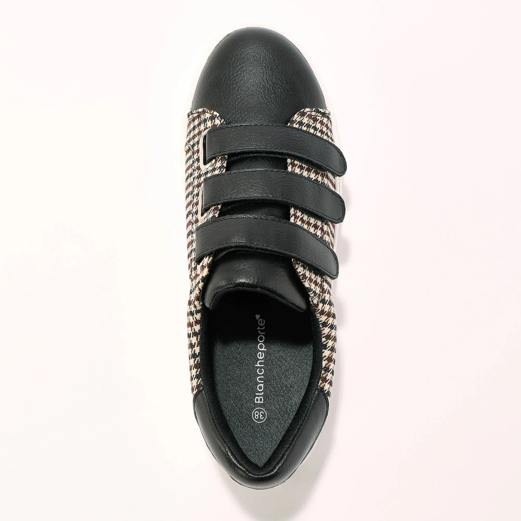 Feestelijke Schoenen|Baskets En Sneakers<Blancheporte Sneakers met scratchsluiting in 2 materialen - geruit zwart