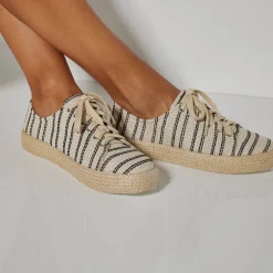 Baskets En Sneakers|Schoenen<Blancheporte Sneakers met sleehak en koordzool zwart / wit
