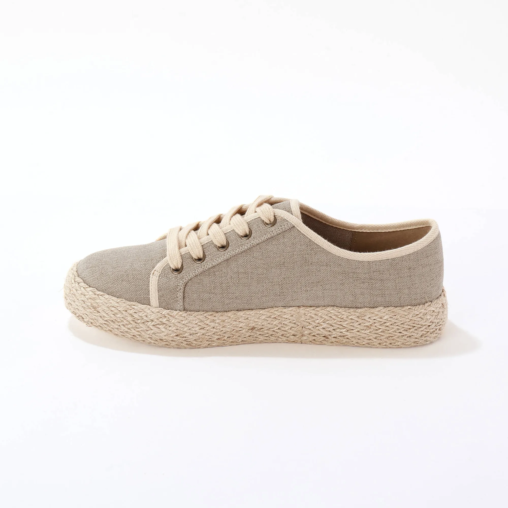Baskets En Sneakers|Schoenen<Blancheporte Sneakers met sleehak en koordzool vlaskleur