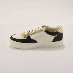 Baskets En Sneakers|Schoenen<Blancheporte Sneakers met veters zwart / goudkleurig