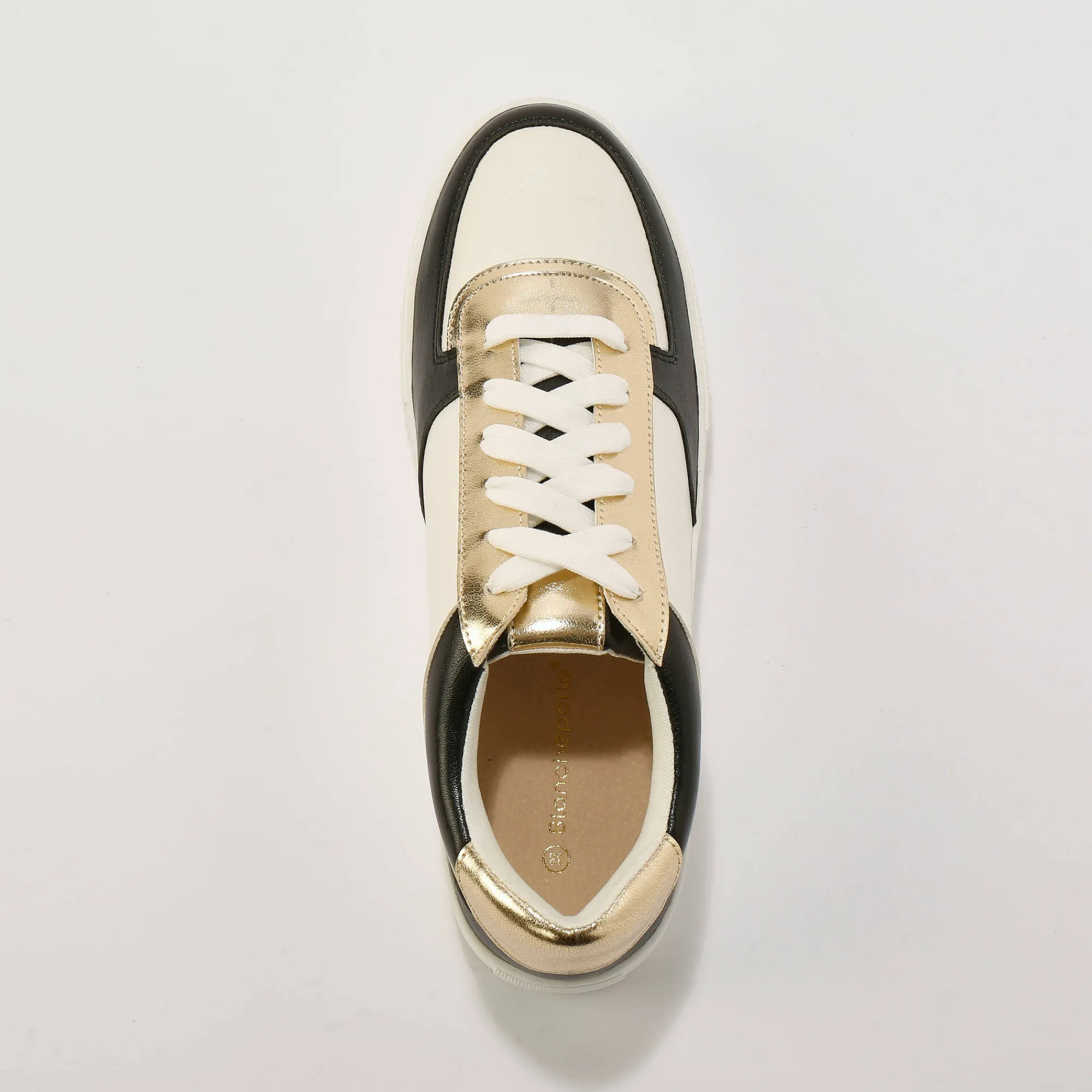 Baskets En Sneakers|Schoenen<Blancheporte Sneakers met veters zwart / goudkleurig