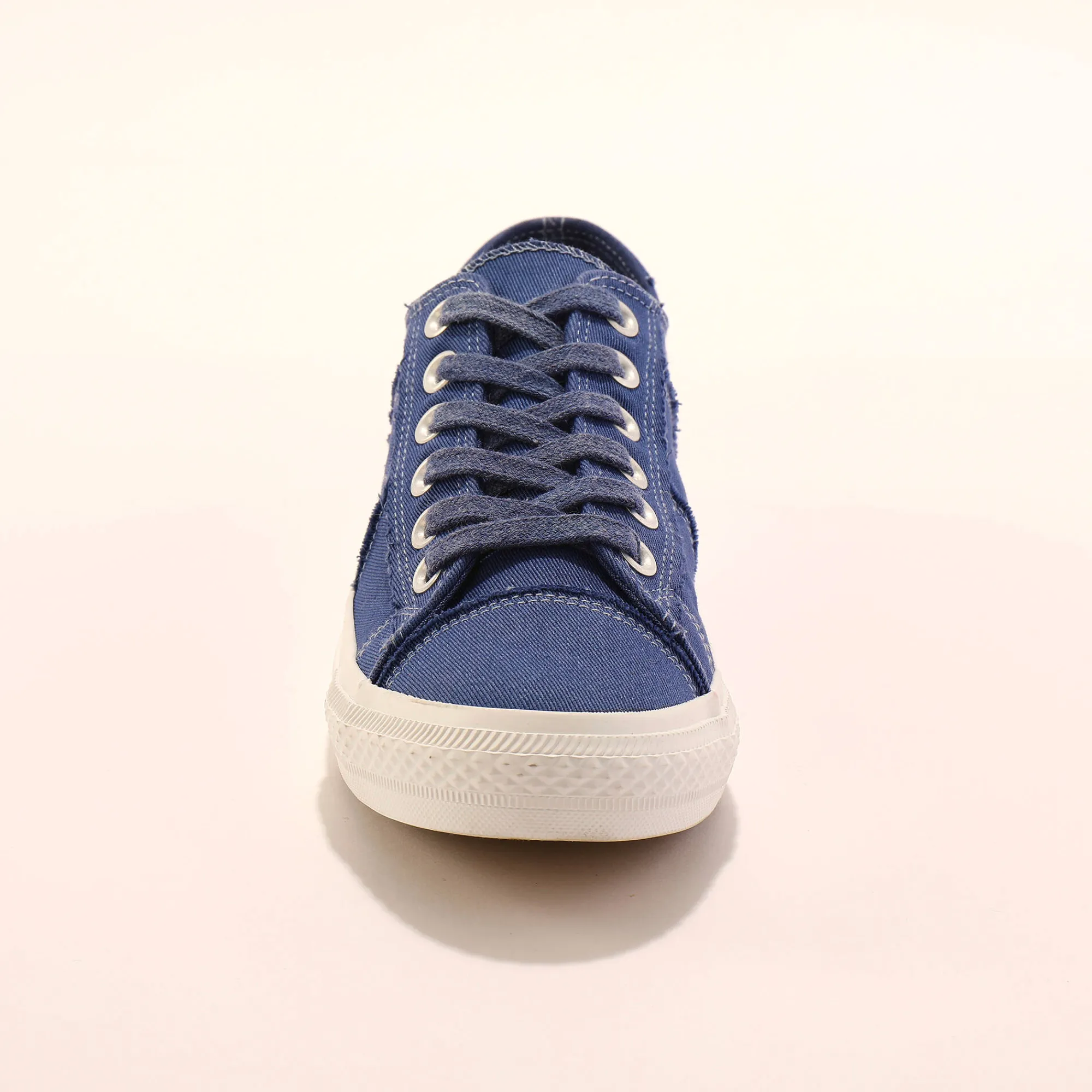 Baskets En Sneakers|Schoenen<Blancheporte Sneakers met veters, verwassen canvas met sierstiksel blauw