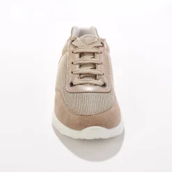 Baskets En Sneakers|Schoenen<Blancheporte Sneakers met veters, voor gevoelige voeten, rekbaar materiaal - glanzend beige