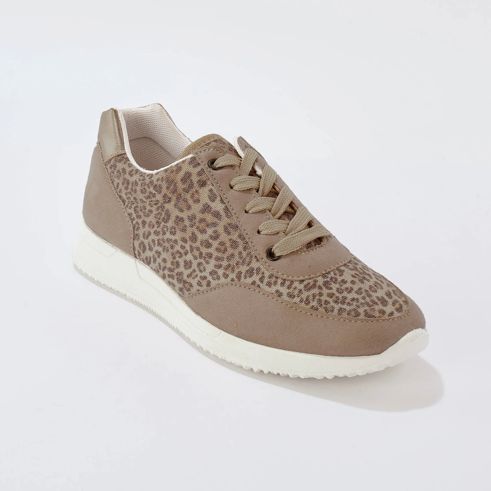 Baskets En Sneakers|Schoenen<Blancheporte Sneakers met veters, voor gevoelige voeten, rekbaar materiaal - glanzend taupe / beige