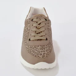 Baskets En Sneakers|Schoenen<Blancheporte Sneakers met veters, voor gevoelige voeten, rekbaar materiaal - glanzend taupe / beige