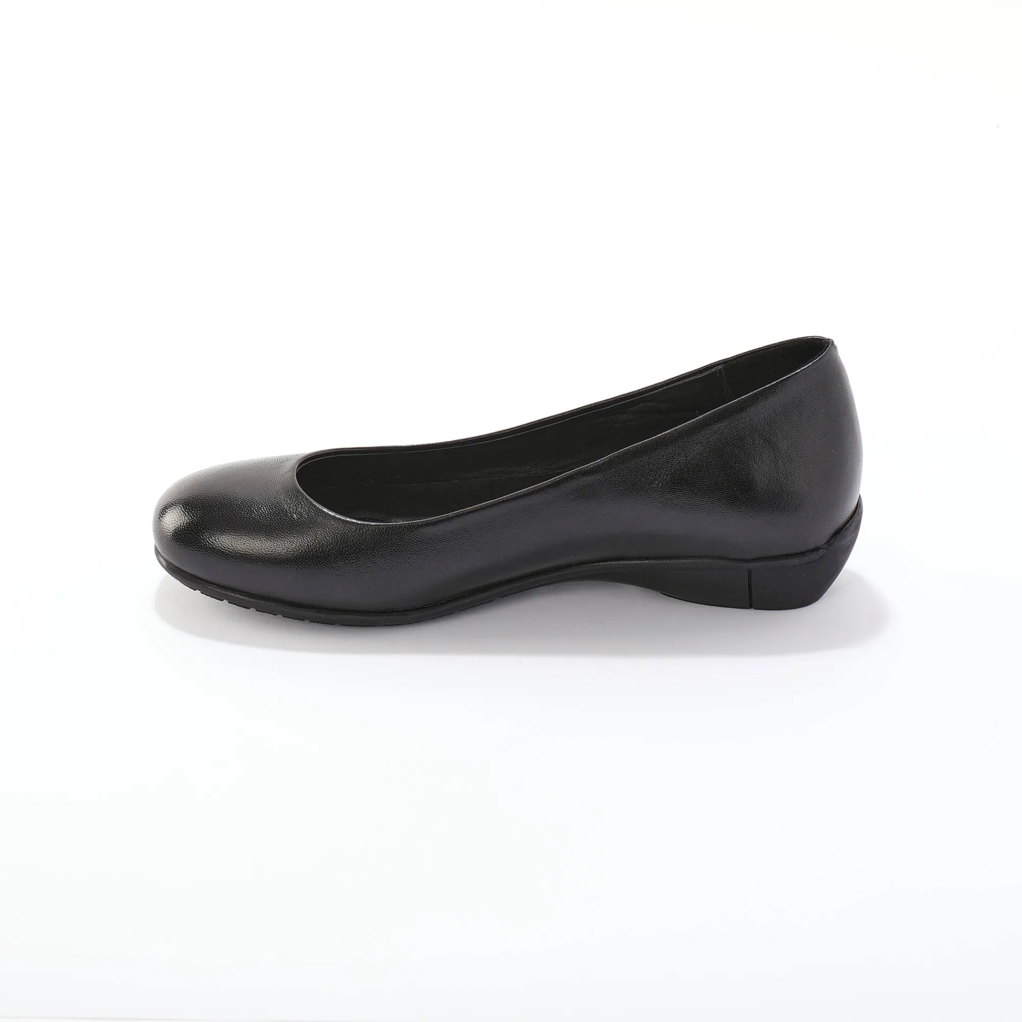 Ballerina's|Schoenen<Blancheporte Soepele ballerina's in glad leer met sleehak zwart