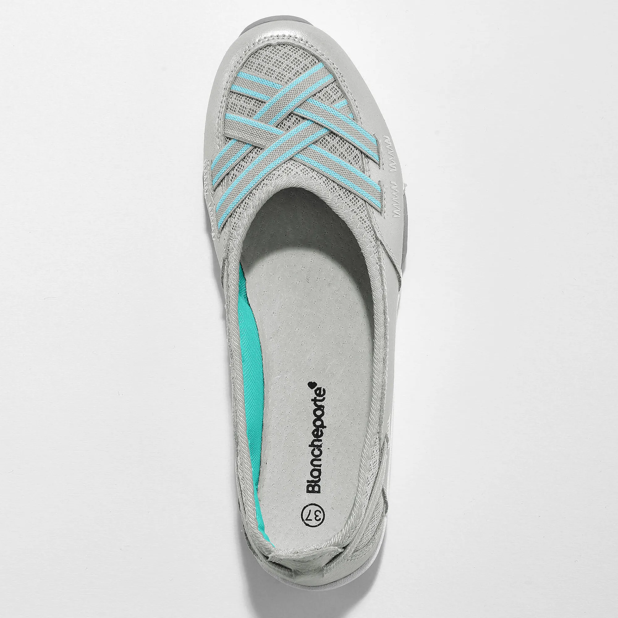 Ballerina's|Schoenen<Blancheporte Soepele ballerina's in leer zilverkleurig