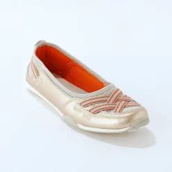 Ballerina's|Schoenen<Blancheporte Soepele ballerina's in leer goudkleurig