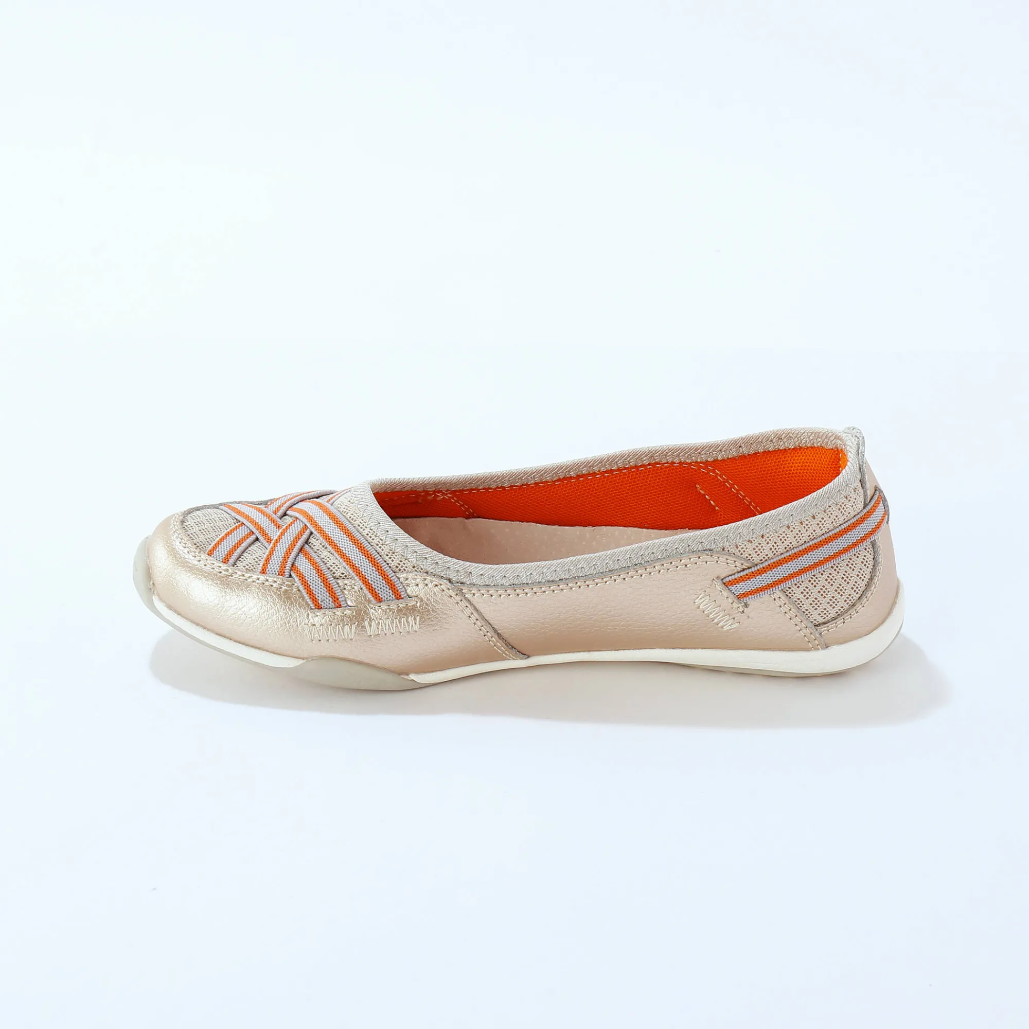 Ballerina's|Schoenen<Blancheporte Soepele ballerina's in leer goudkleurig