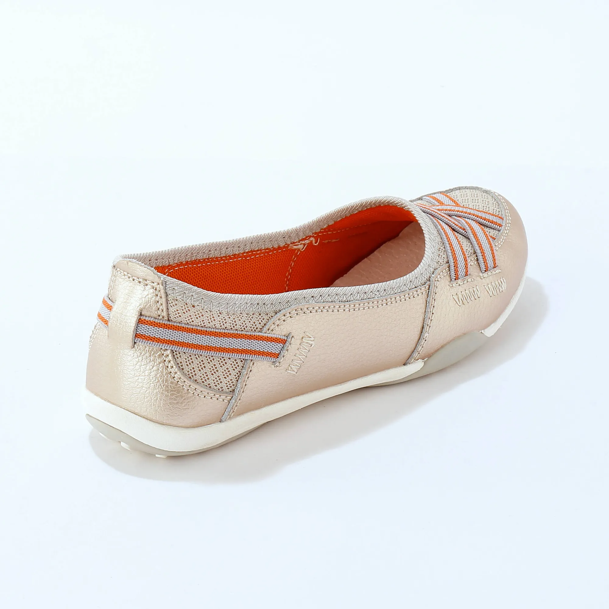 Ballerina's|Schoenen<Blancheporte Soepele ballerina's in leer goudkleurig
