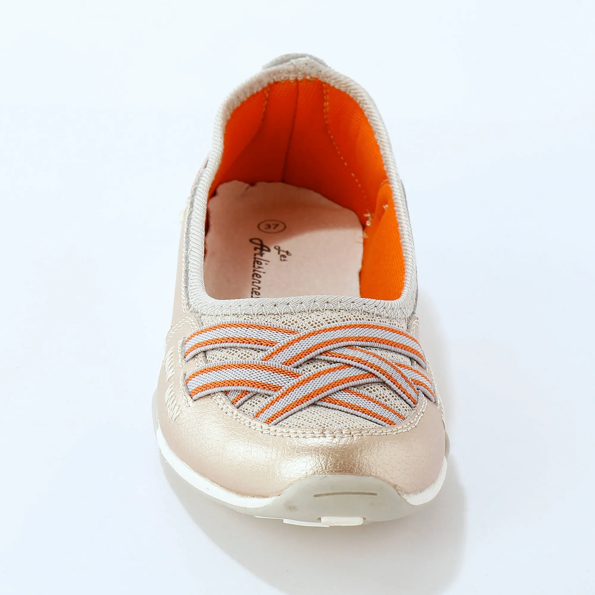 Ballerina's|Schoenen<Blancheporte Soepele ballerina's in leer goudkleurig