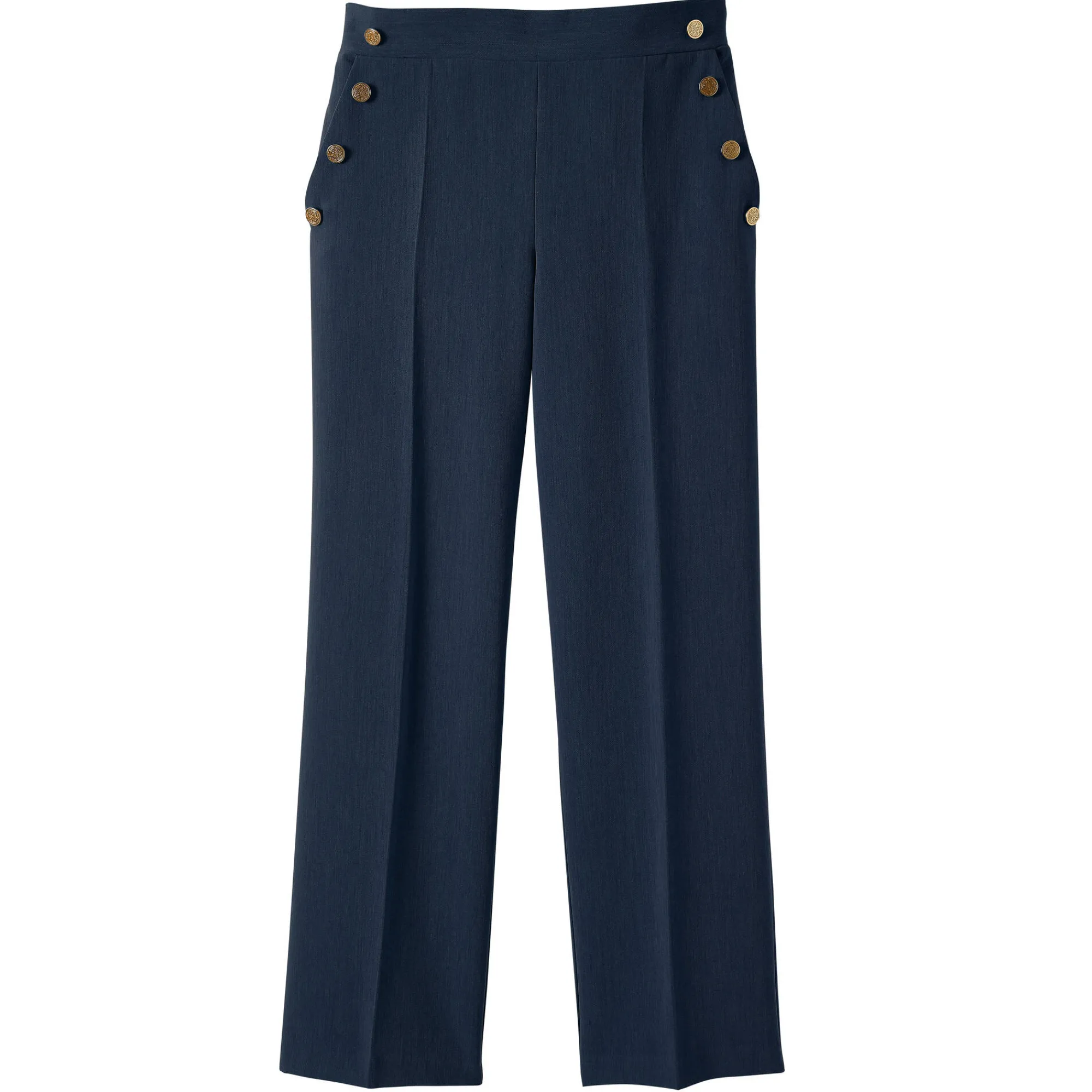 Broek<Blancheporte Soepele broek met knooppandeffect marine