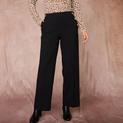 Broek<Blancheporte Soepele broek met knooppandeffect zwart