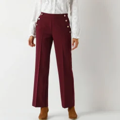 Feestoutfits Dames|Broek<Blancheporte Soepele broek met knooppandeffect wijnrood