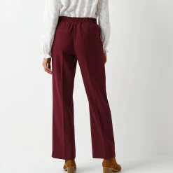 Feestoutfits Dames|Broek<Blancheporte Soepele broek met knooppandeffect wijnrood
