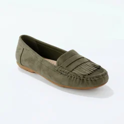 Derby's En Mocassins|Schoenen<Blancheporte Soepele mocassins in microvezeltextiel kaki