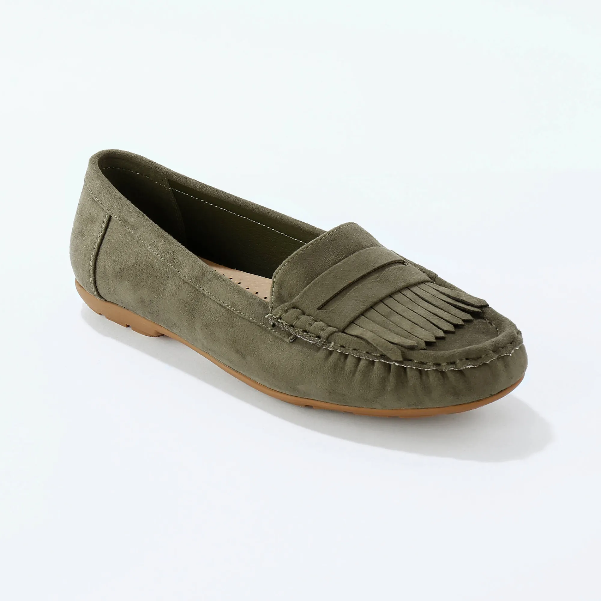 Derby's En Mocassins|Schoenen<Blancheporte Soepele mocassins in microvezeltextiel kaki