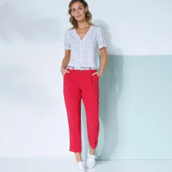 Broek<Blancheporte Soepele, nauwsluitende 7/8-broek framboos