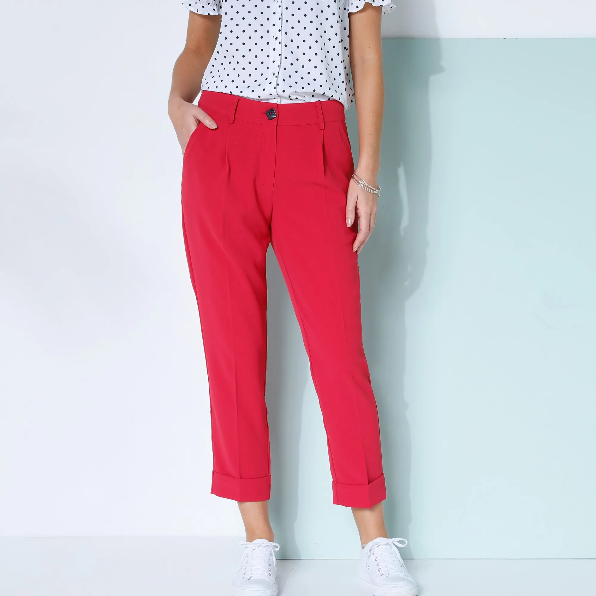 Broek<Blancheporte Soepele, nauwsluitende 7/8-broek framboos