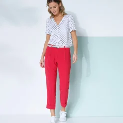 Broek<Blancheporte Soepele, nauwsluitende 7/8-broek framboos