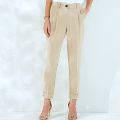 Broek<Blancheporte Soepele, nauwsluitende 7/8-broek beige