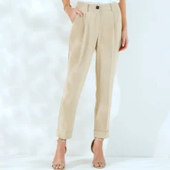 Broek<Blancheporte Soepele, nauwsluitende 7/8-broek beige