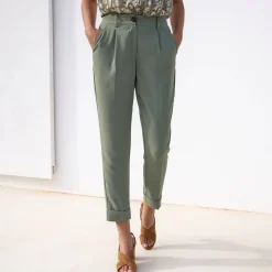 Broek<Blancheporte Soepele, nauwsluitende 7/8-broek lichtkaki