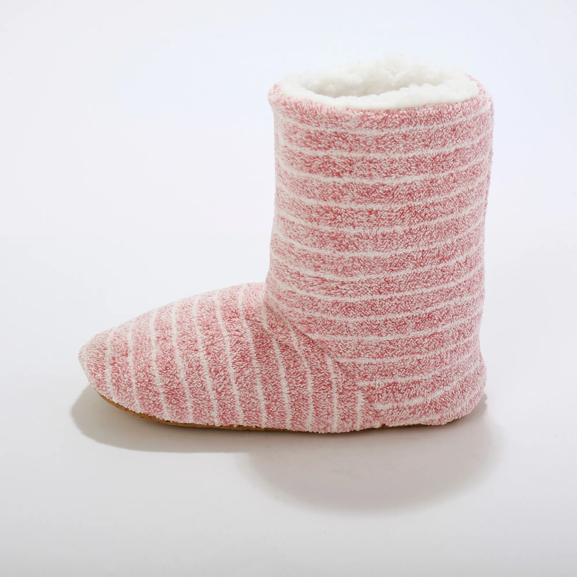 Sloffen|Sloffen<Blancheporte Soepele pantoffellaarsjes gevoerd met imitatiebont - gestreept roze