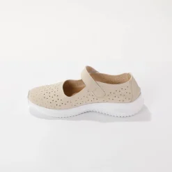 Ballerina's|Schoenen<Blancheporte Soepele schoenen met riempjes en ajour beige