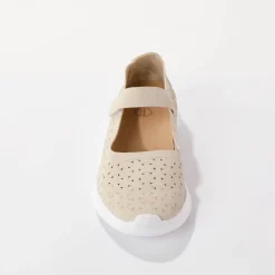 Ballerina's|Schoenen<Blancheporte Soepele schoenen met riempjes en ajour beige