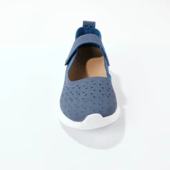Ballerina's|Schoenen<Blancheporte Soepele schoenen met riempjes en ajour jeansblauw