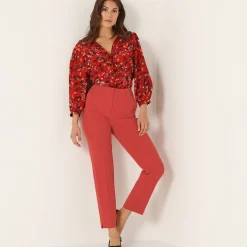 Broek<Blancheporte Soepele slimbroek rood