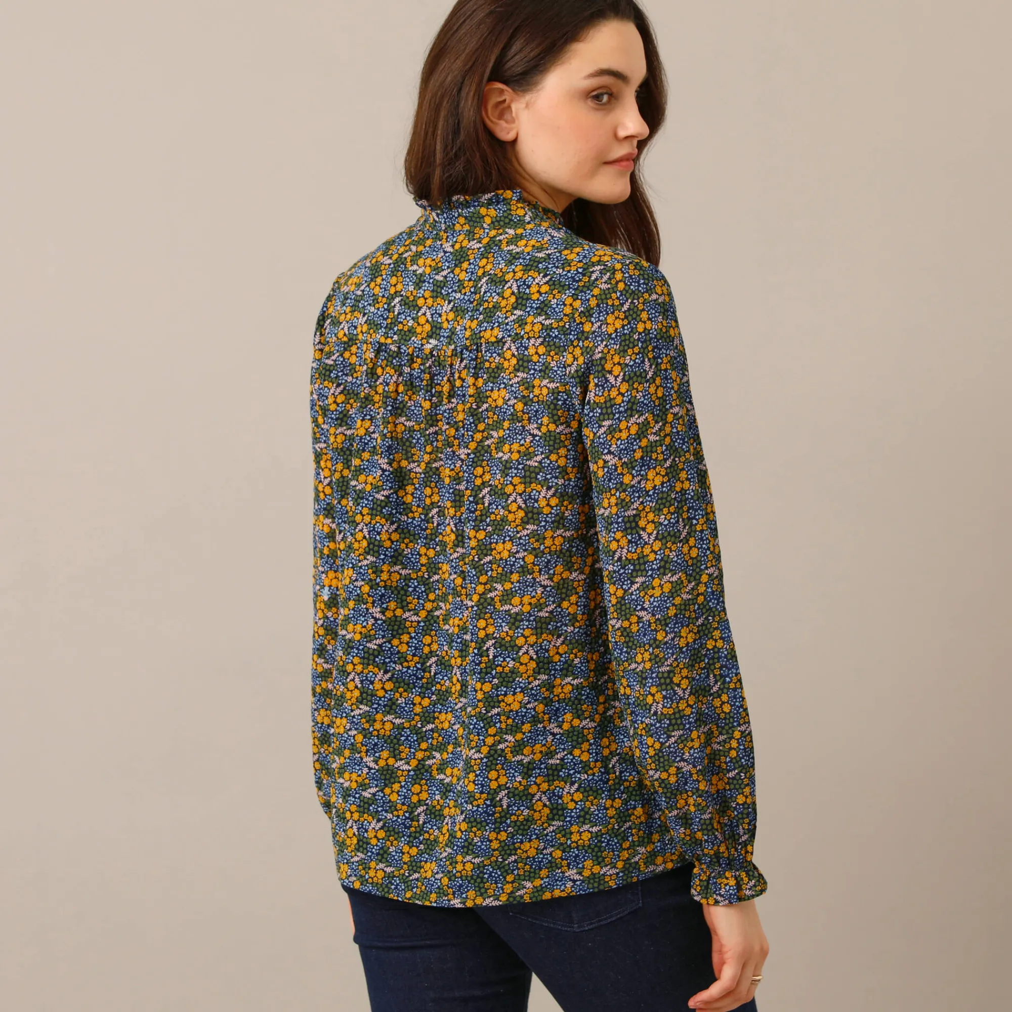Bloes En Tuniek<Blancheporte Soepelvallende blouse met bloemenprint kaki / blauw