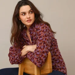 Bloes En Tuniek<Blancheporte Soepelvallende blouse met bloemenprint bordeaux / zwart