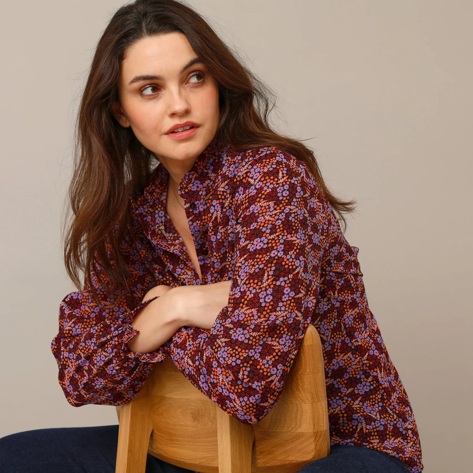 Bloes En Tuniek<Blancheporte Soepelvallende blouse met bloemenprint bordeaux / zwart