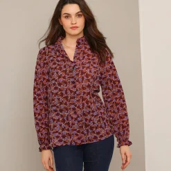 Bloes En Tuniek<Blancheporte Soepelvallende blouse met bloemenprint bordeaux / zwart