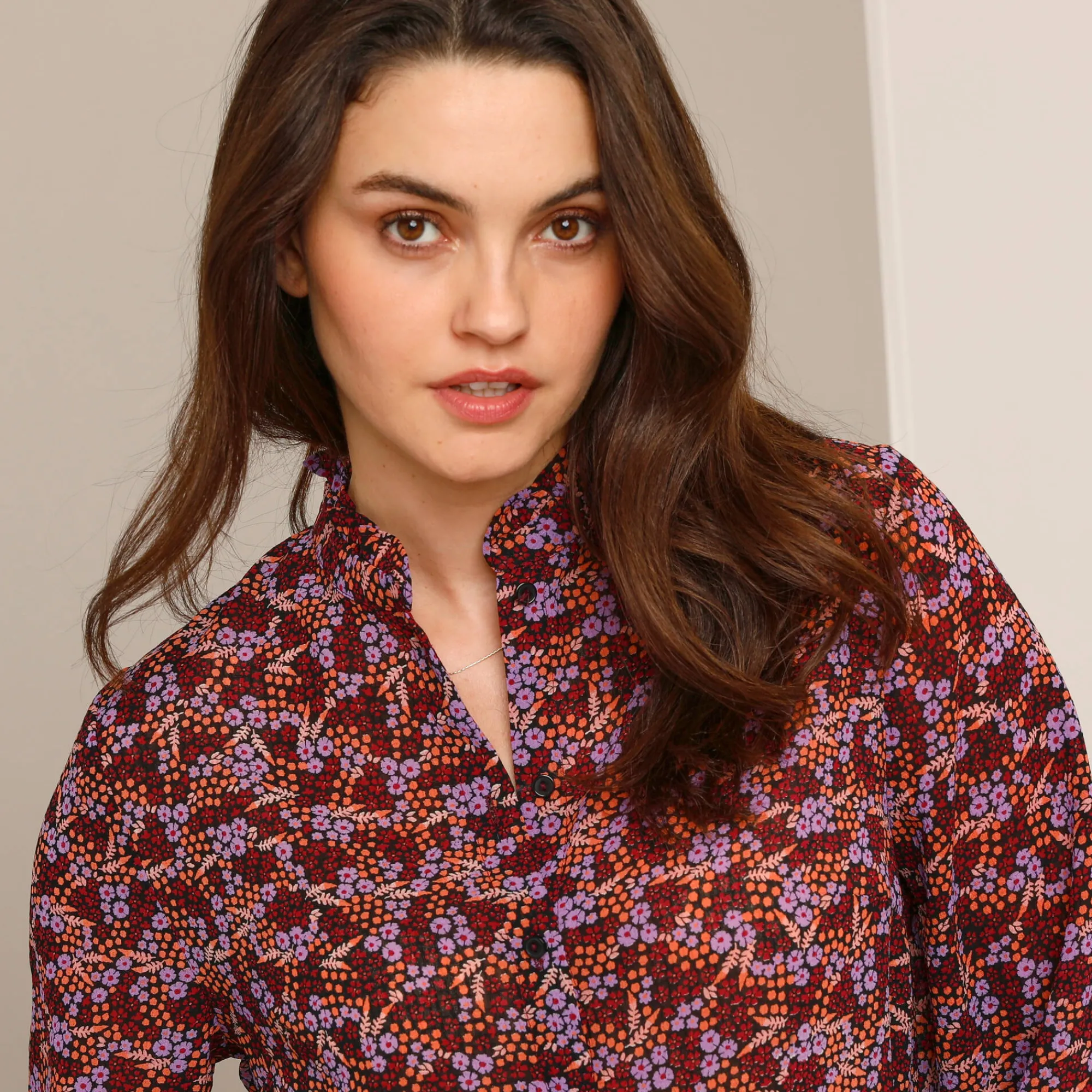Bloes En Tuniek<Blancheporte Soepelvallende blouse met bloemenprint bordeaux / zwart