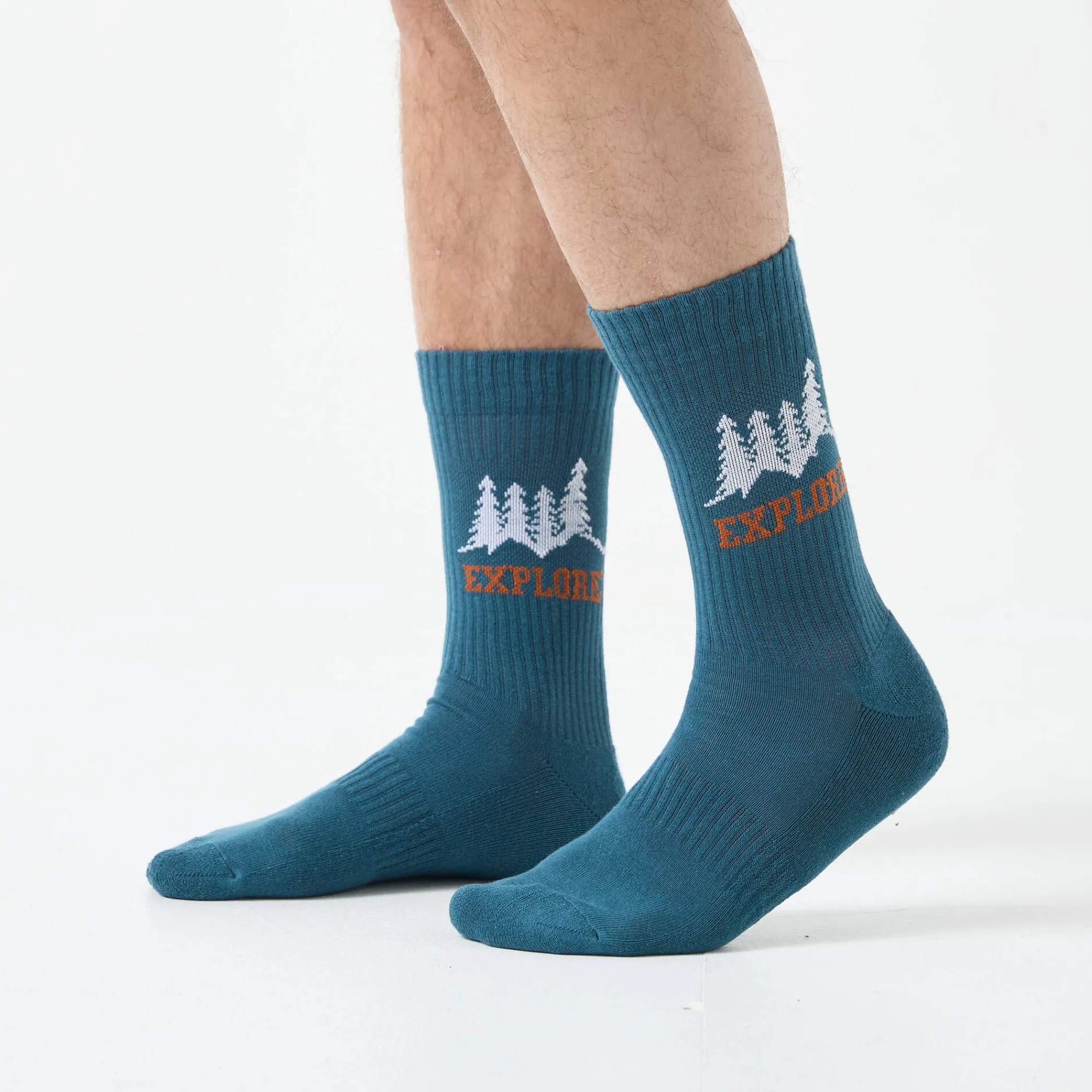 Ondergoed<Blancheporte Sokken in ribtricot met jacquardlogo - set van 3 paar marine + blauw + oranje