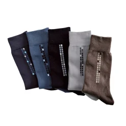 Ondergoed<Blancheporte Sokken met blokjesmotieven - set van 5 paar blauw + bruin + grijs