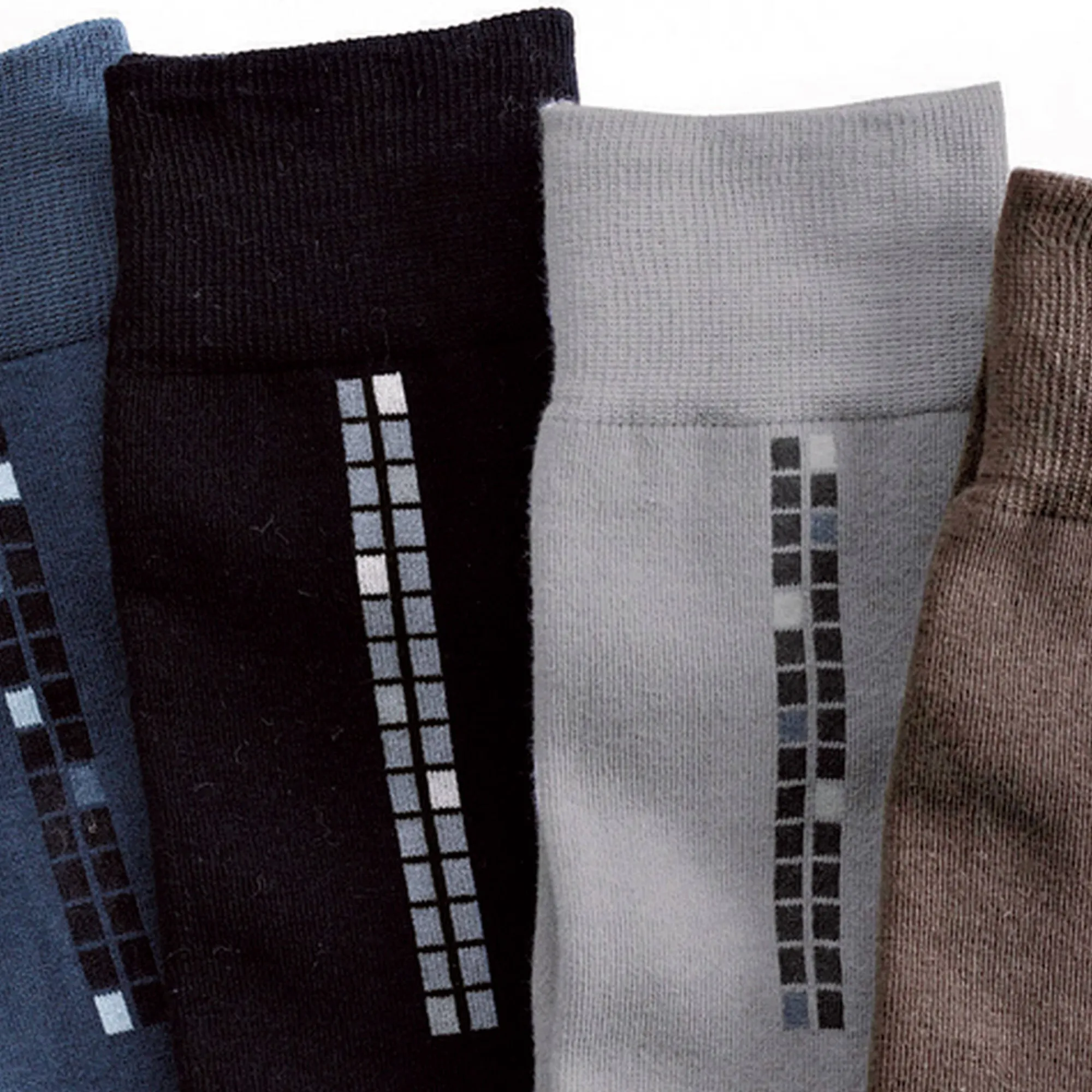 Ondergoed<Blancheporte Sokken met blokjesmotieven - set van 5 paar blauw + bruin + grijs