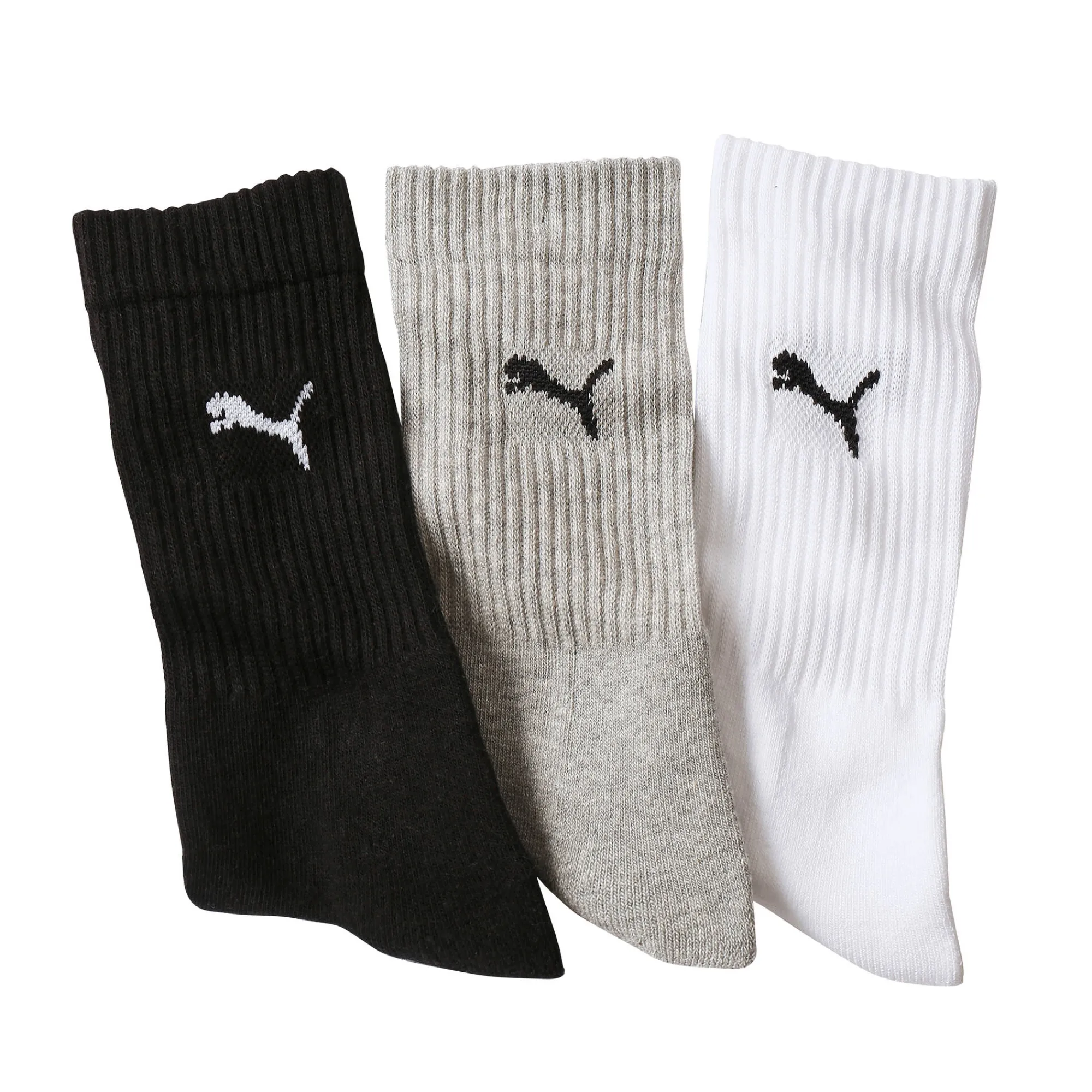 Ondergoed<Puma Sokken Crew - set van 3 paar grijs + wit + zwart