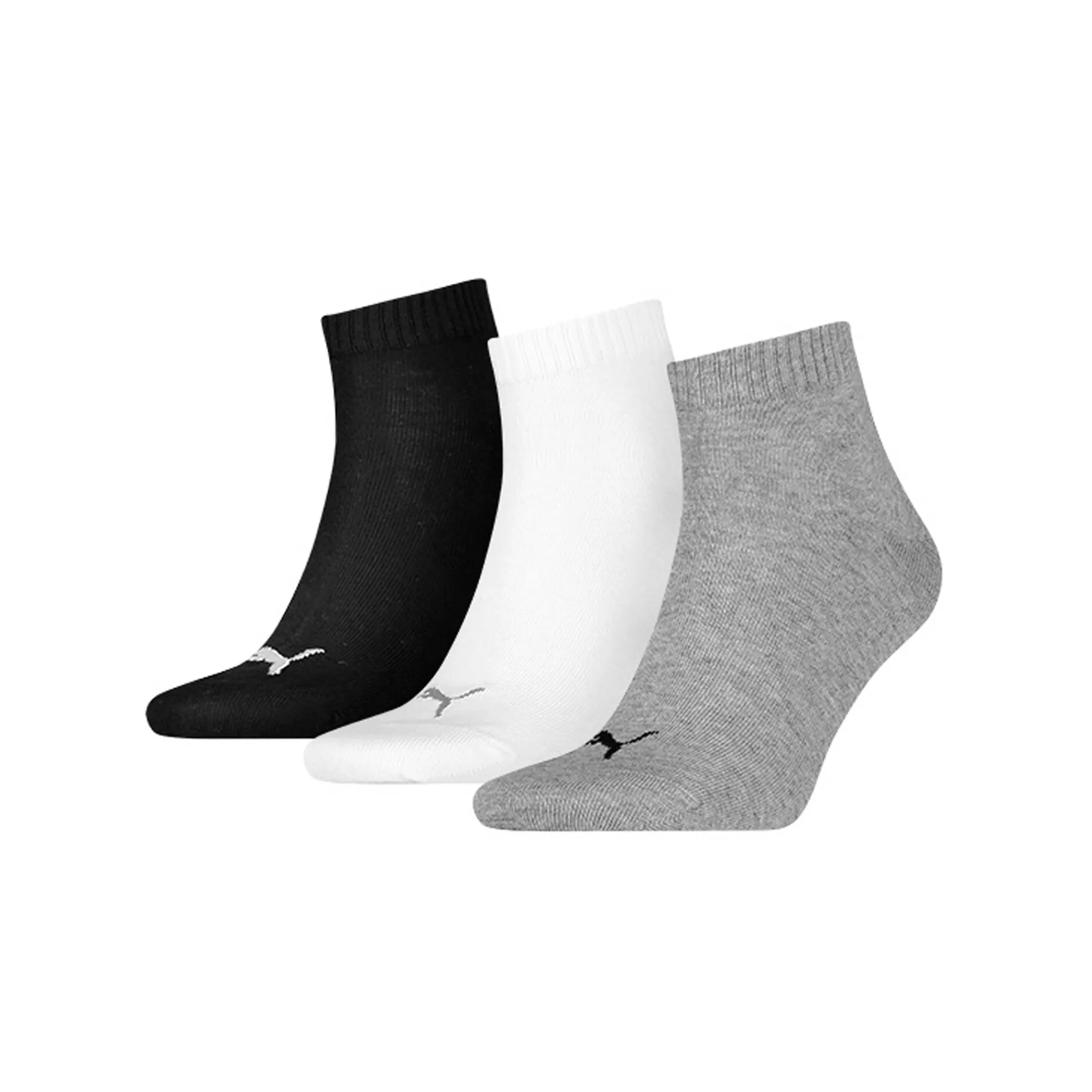 Ondergoed<Puma Sokken Quarter ® - set van 3 paar grijs, wit, zwart grijs + wit + zwart