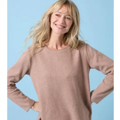 T-Shirt En Topje<Blancheporte Speciaal T-shirt voor kleine meisjes, ronde hals, geribbeld chiné hazelnootbruin