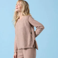 Trui En Vest<Blancheporte Speciale mouwloze trui voor kleine meisjes, ribbelsteek, zacht aanvoelend chiné hazelnootbruin