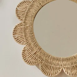 Decoratieartikel|Kinderdecoratie<Blancheporte Spiegel in bloemvorm, rotan naturel