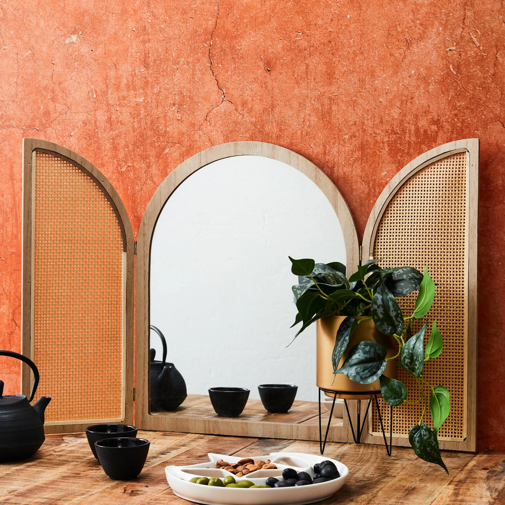 Decoratieartikel<Blancheporte Spiegel met luikjes naturel